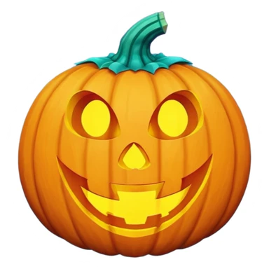 glowing jack-o'-lantern, only purple and cyan colors sticker