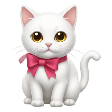 Awhite  cat with a bow  sticker