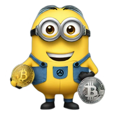 minion holding bitcoin sticker