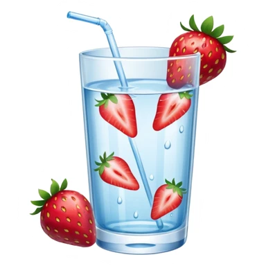 glass of water with strawberry slices sticker