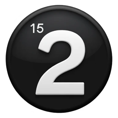 The number 15 in a black circle sticker