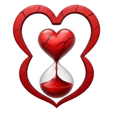 heart with a dark hourglass and grunge texture sticker