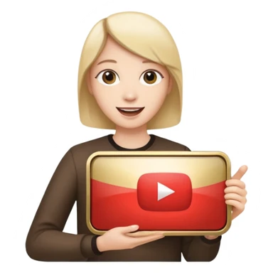 a happy holding youtube golden play button sticker