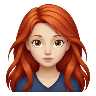 red long hair girl with brown eyes  sticker