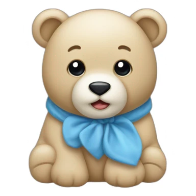 Ours en peluche bleu avec une tête beige deux petites oreilles sticker