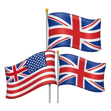 American and British flags together, side by side, highly recognizable, bold colors, iconic design sticker