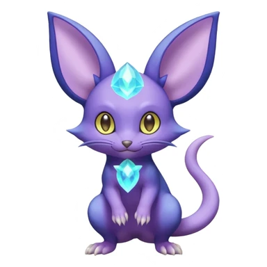 Celestial Crescent Lunar Lumine Stellar Rattata-Noibat-Espeon-Purrloin-Fakemon-hybrid-creature (full body) sticker