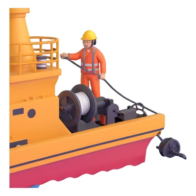 Detailed sequence showing winch operator on ship deck collecting sediment cores and passing to scientists sticker