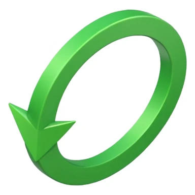 minimal green circular arrow pointing upward, curved like a cycle, flat emoji icon style, centered sticker