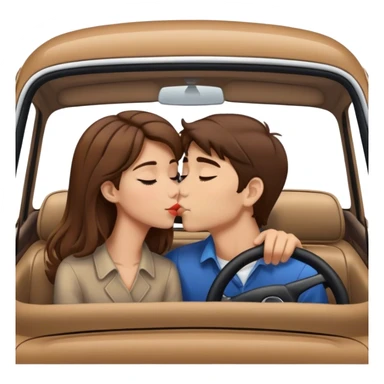 tan girl with brown hair kissing boy with brown hair in  car sticker