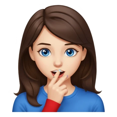 flirty biting nail while smirking girl brunette blue eyes  sticker