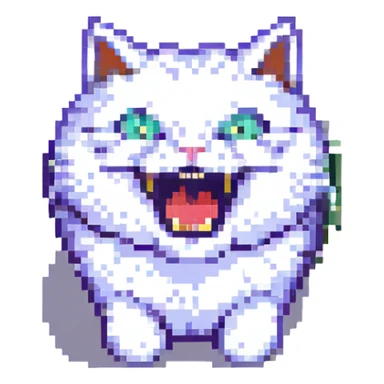 cat with a big tooth sticker