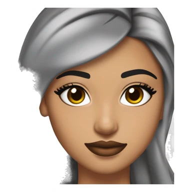 Maddy Perez has almond eyes with bold eyeliner, arched brows, full lips, high cheekbones, and bronzed, glowing skin. Her sleek hair is styled in ponytails or waves, often accessorized. Her look is polished and striking.


 sticker