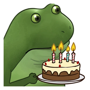 bufo blowing candles on cake sticker