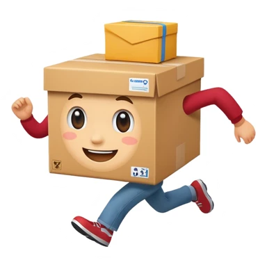 Make an picture of an cute box running to school sticker