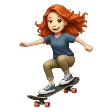 Redhead girl skateboarding  sticker