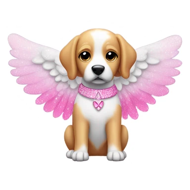 Pink ombre sparkly dog with angel wings  sticker