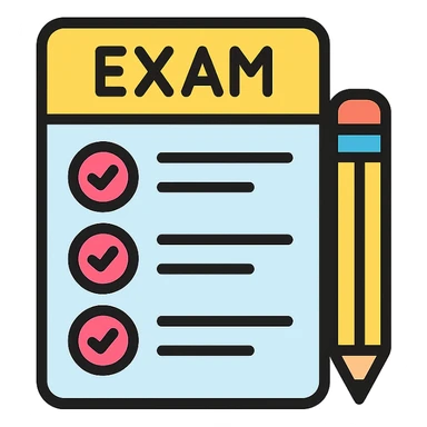 exam icon, test paper with pencil, clean modern style sticker