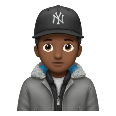 Cappellino New Era New York nero e persona con giubbotto di pecora grigio e anche la lana grigia sticker