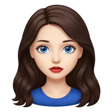 Woman with fair skin long brunette hair dark blue eyes and full lips sticker
