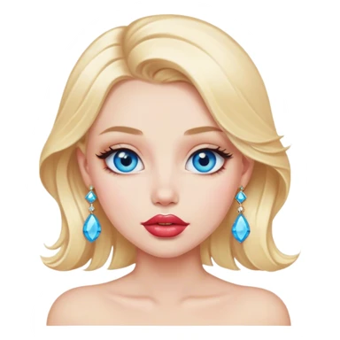 blonde girl portrait with jewelry , Bule eyes , big lips sticker