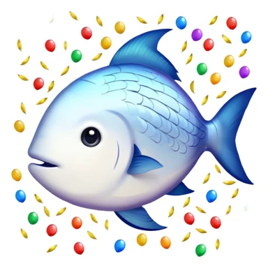 white fish surrounded by confetti sticker