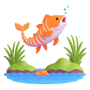 a fish jumping out of a pond sticker