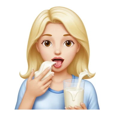 A women's hand covered in milk and a tongue licking the milk off the hand sticker
