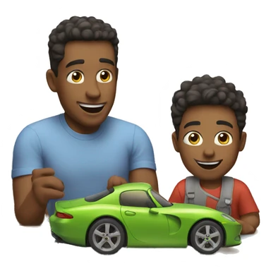 dad plays cars with son sticker