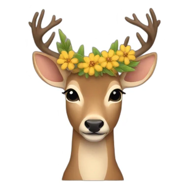 Deer flower crown sticker