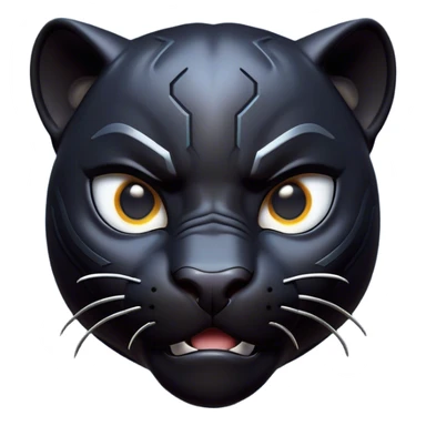 Cinematic Comical black Panther Portrait Emoji, Head tilted dramatically with an exaggeratedly shocked expression, featuring a sleek, muscular body with wide, comically expressive eyes full of humorous disbelief, Simplified yet hilariously expressive features, highly detailed, glowing with a slightly sassy dark glow, high shine, dramatic yet playful, stylized with an air of quirky feline attitude, soft glowing outline, capturing the essence of a meme-worthy black Panther that looks ready to side-eye its way into viral fame! sticker