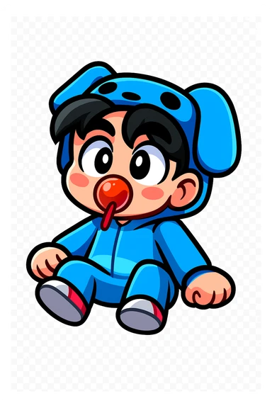 Extract the character from the background, including the clothes and accessories they are wearing, and place on a transparent background. Keep the original style and appearance exactly the same. and separately give me the picture

 sticker