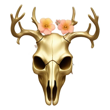 Gold Deer skull with antlers + floral pattern  sticker