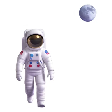 astronaut walking on the moon surface with lunar landscape sticker