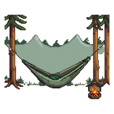 camping hammock setup in wilderness sticker