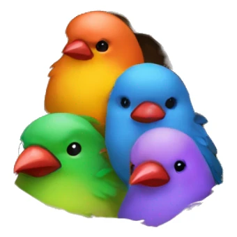 Multicolored birds in a nest  sticker