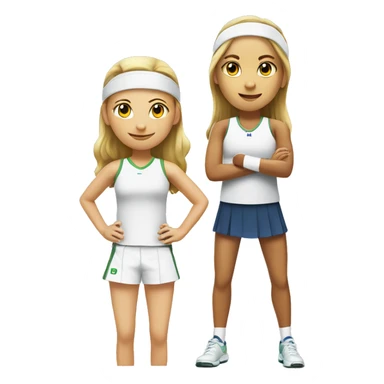 Create one girl danish tennis player with one girl Swedish tennis player standing together  sticker