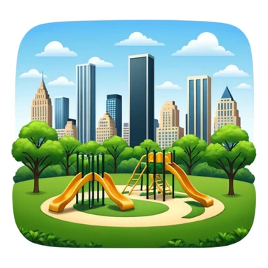 Make Central Park with a playground and skyscrapers in the background  sticker