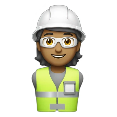 Arab electrical engineer with white helmet and phosphorescent protection vest sticker