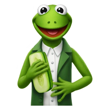 kermit with cucumber in hand sticker