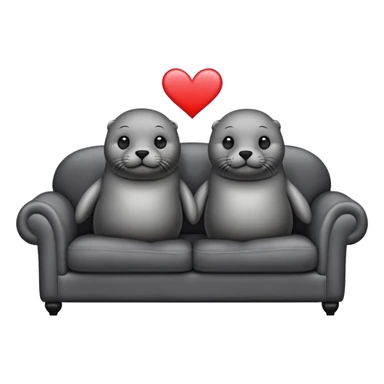 Two seals in love on a big couch sticker
