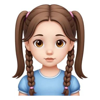 niña pequeña, muy bonita, de piel  blanca, con cabello largo y dos coletas , con ojos marrones  sticker