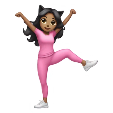 Pilates catgirl black hair  full body pink sport  sticker