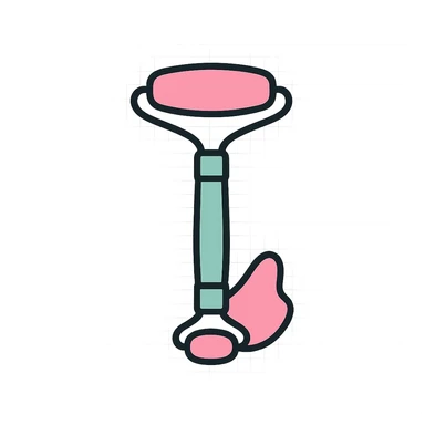 gua sha roller tool, flat icon, simple lines, pastel palette sticker