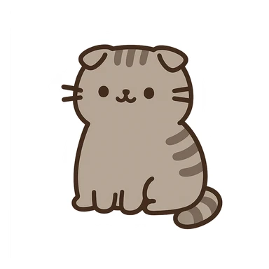 scottish fold kitten sitting, pusheen style sticker