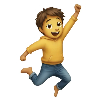 child is jumping with his arms up and legs down  sticker