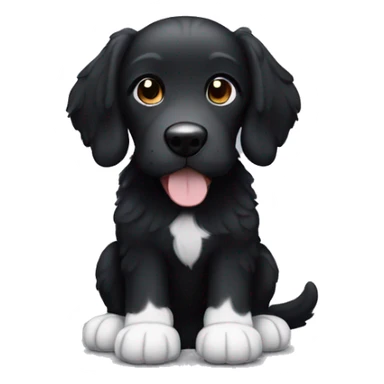 Black doodle dog with white belly and white paws  sticker