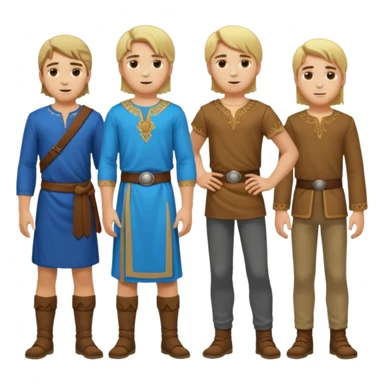 Cartagineses: un grupo de hombres jóvenes, pelo largo rubio y castaño, ropa buena, cara de niños de alrededor de unos 20/25 años.
cuerpo entero, de la época púnica sticker