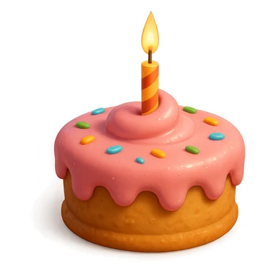 Draw a Pixar-style birthday cake with pink cream and a single candle sticker