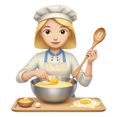 baking preperation with mixing bowl with uncracked eggs and butter sticker